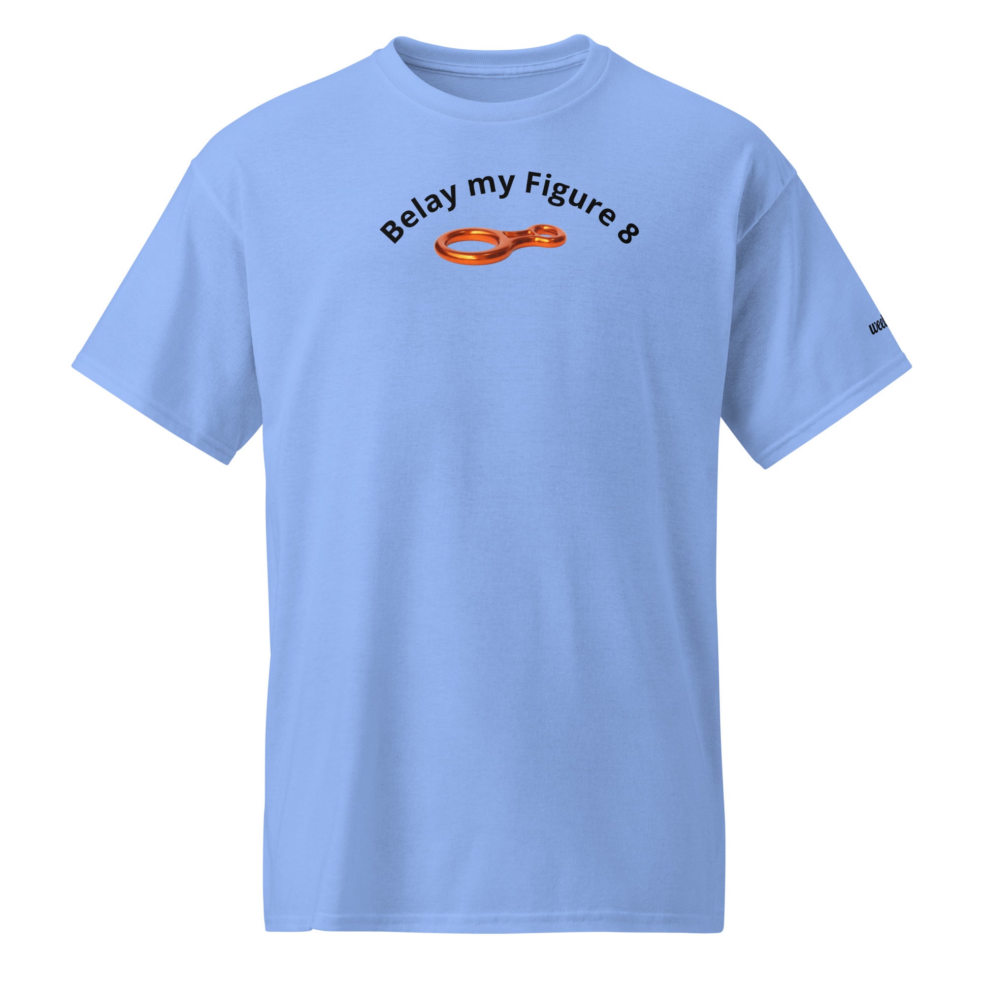 Unisex sports t-shirt with 'Belay my Figure 8' slogan, styled for climbers with a playful twist.