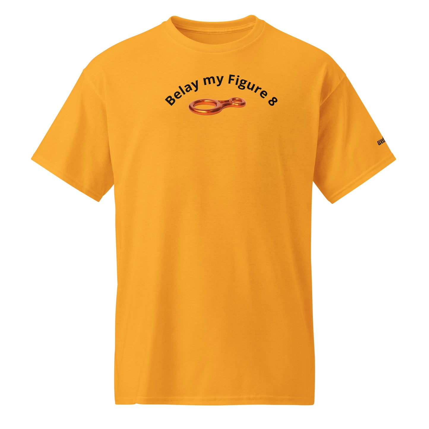 Unisex sports t-shirt with 'Belay my Figure 8' slogan, styled for climbers with a playful twist.