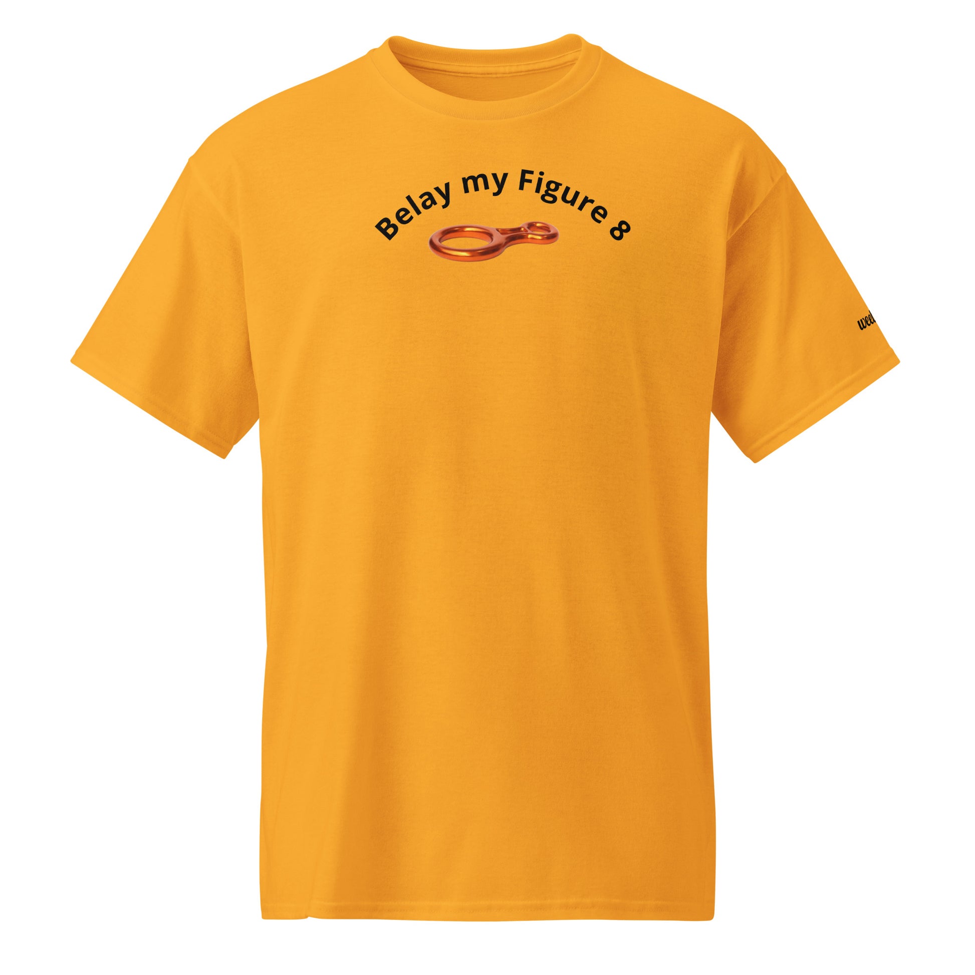 Unisex sports t-shirt with 'Belay my Figure 8' slogan, styled for climbers with a playful twist.