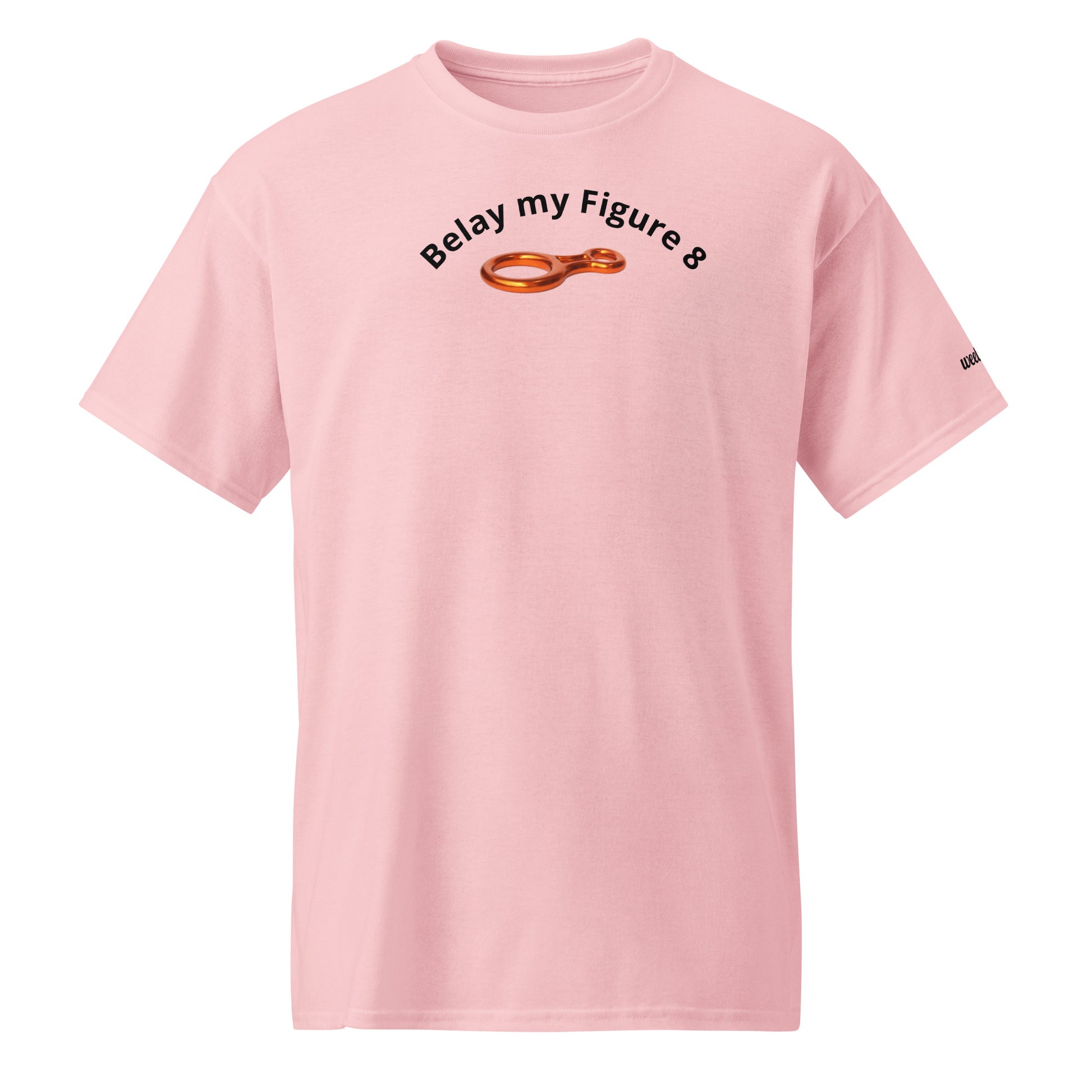 Unisex sports t-shirt with 'Belay my Figure 8' slogan, styled for climbers with a playful twist.