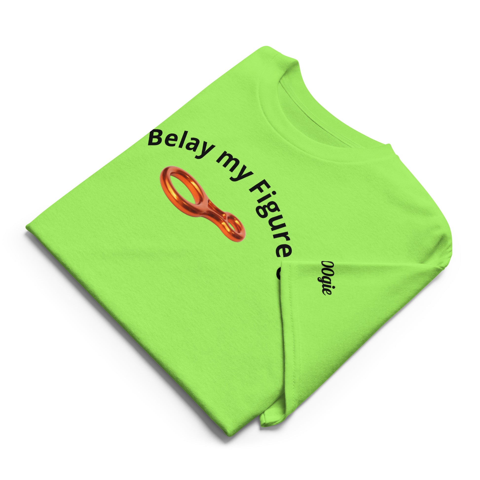 Unisex sports t-shirt with 'Belay my Figure 8' slogan, styled for climbers with a playful twist.