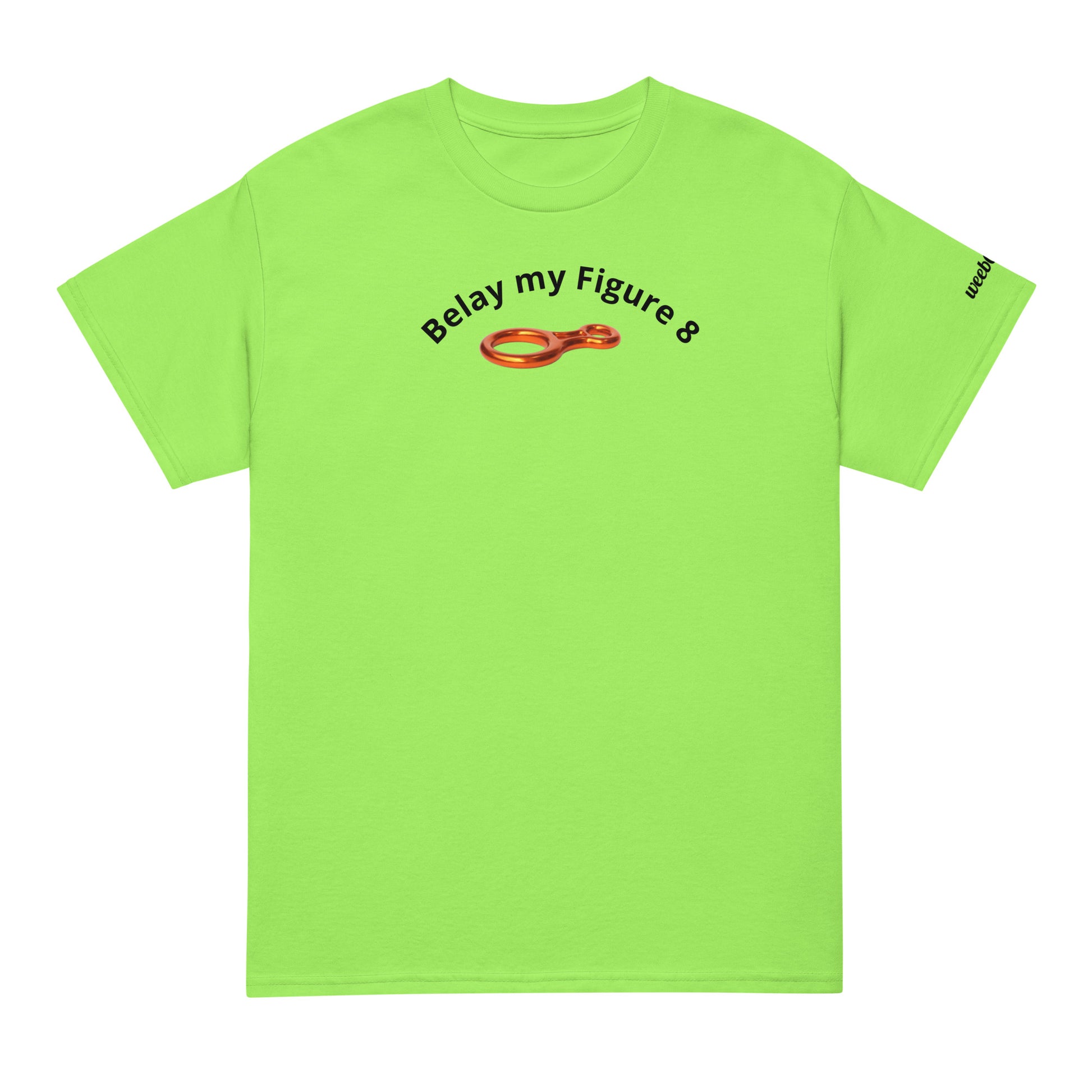 Unisex sports t-shirt with 'Belay my Figure 8' slogan, styled for climbers with a playful twist.