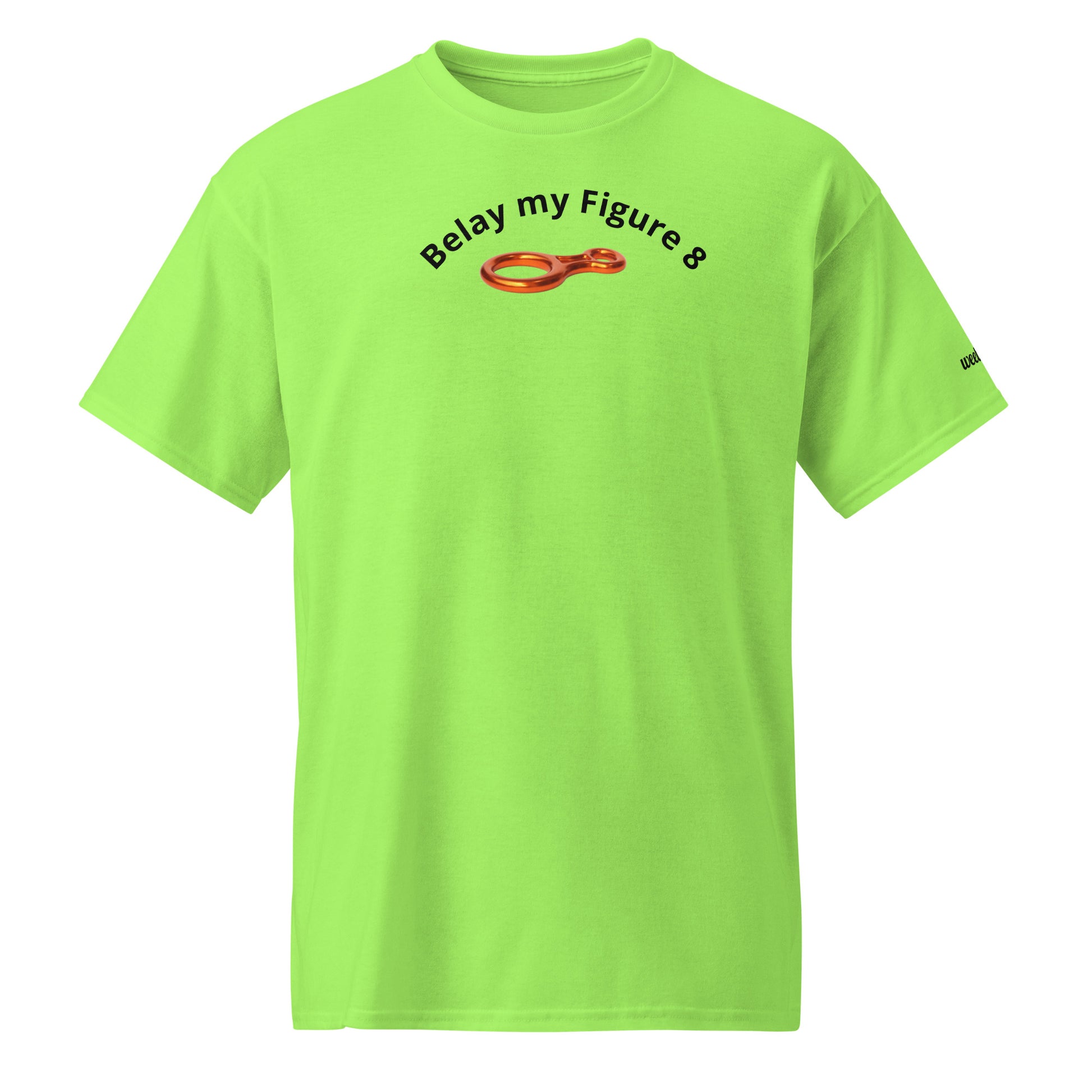 Unisex sports t-shirt with 'Belay my Figure 8' slogan, styled for climbers with a playful twist.