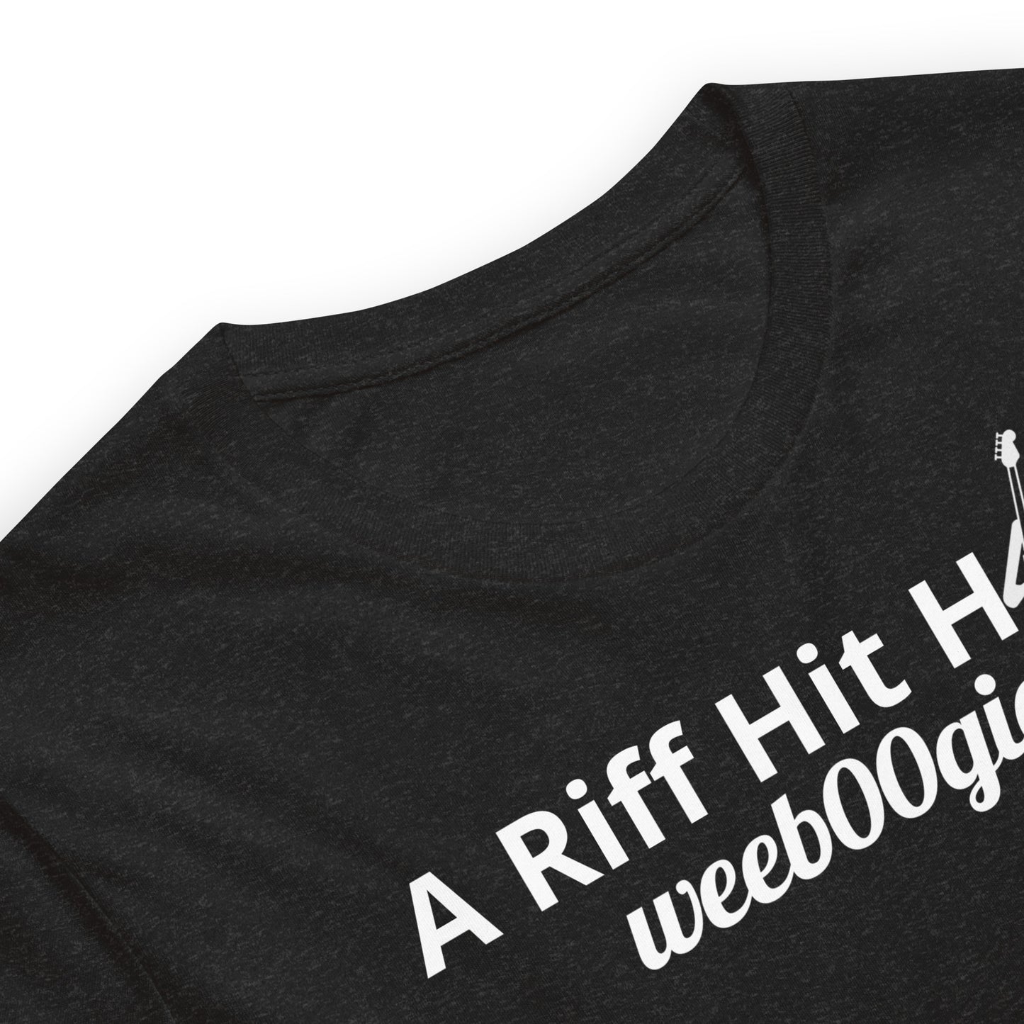 Unisex Staple T-Shirt with 'A Riff Hit Hard' Design and wee b00gie Logo - 100% Airlume Combed Ring-Spun Cotton with Side-Seamed Construction - Classic Fit with Shoulder-to-Shoulder Taping - Perfect for Music Lovers and Dance Enthusiasts - wee b00gie store