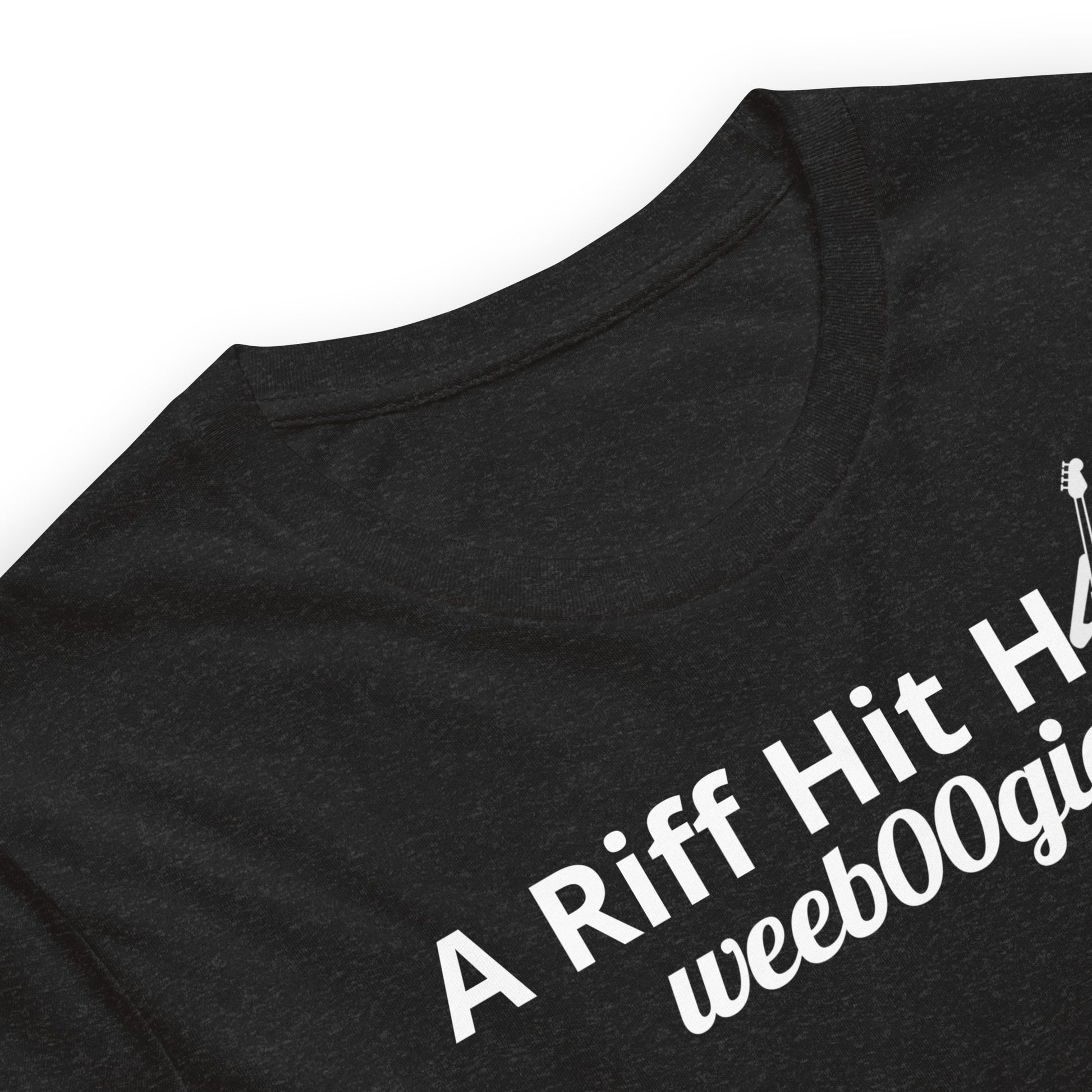 Unisex Staple T-Shirt with 'A Riff Hit Hard' Design and wee b00gie Logo - 100% Airlume Combed Ring-Spun Cotton with Side-Seamed Construction - Classic Fit with Shoulder-to-Shoulder Taping - Perfect for Music Lovers and Dance Enthusiasts - wee b00gie store