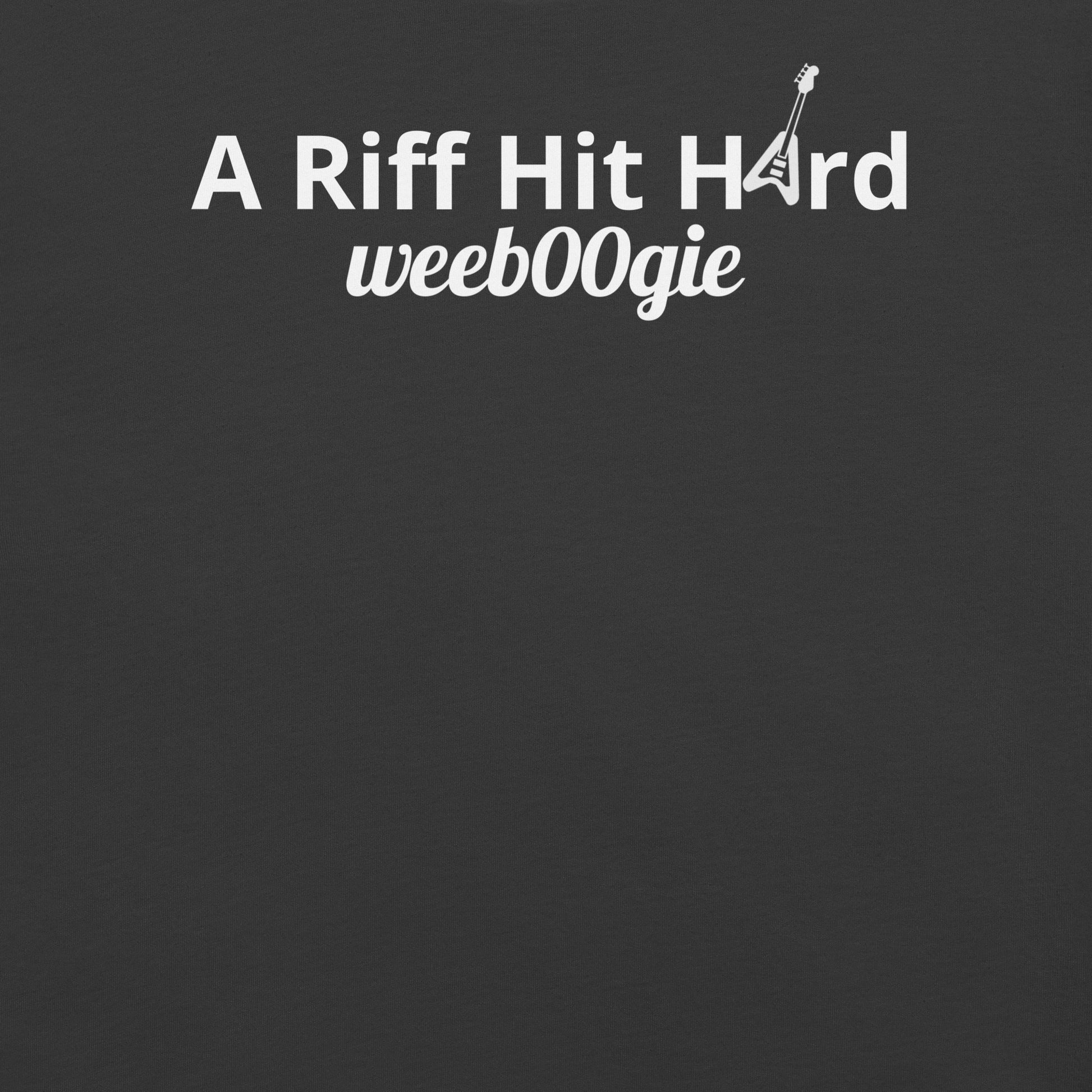 Unisex Staple T-Shirt with 'A Riff Hit Hard' Design and wee b00gie Logo - 100% Airlume Combed Ring-Spun Cotton with Side-Seamed Construction - Classic Fit with Shoulder-to-Shoulder Taping - Perfect for Music Lovers and Dance Enthusiasts - wee b00gie store