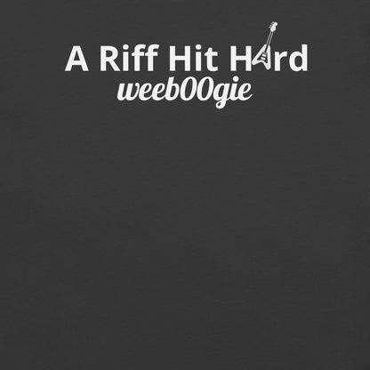 Unisex Staple T-Shirt with 'A Riff Hit Hard' Design and wee b00gie Logo - 100% Airlume Combed Ring-Spun Cotton with Side-Seamed Construction - Classic Fit with Shoulder-to-Shoulder Taping - Perfect for Music Lovers and Dance Enthusiasts - wee b00gie store