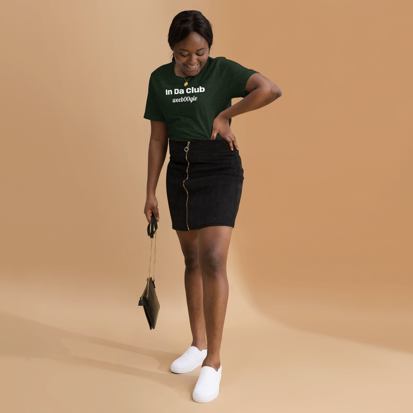 Unisex Staple T-Shirt with 'In Da Club' Design and wee b00gie Logo - 100% Airlume Combed Ring-Spun Cotton with Side-Seamed Construction - Classic Fit with Shoulder-to-Shoulder Taping - Perfect for Music Lovers and Dance Enthusiasts - wee b00gie store