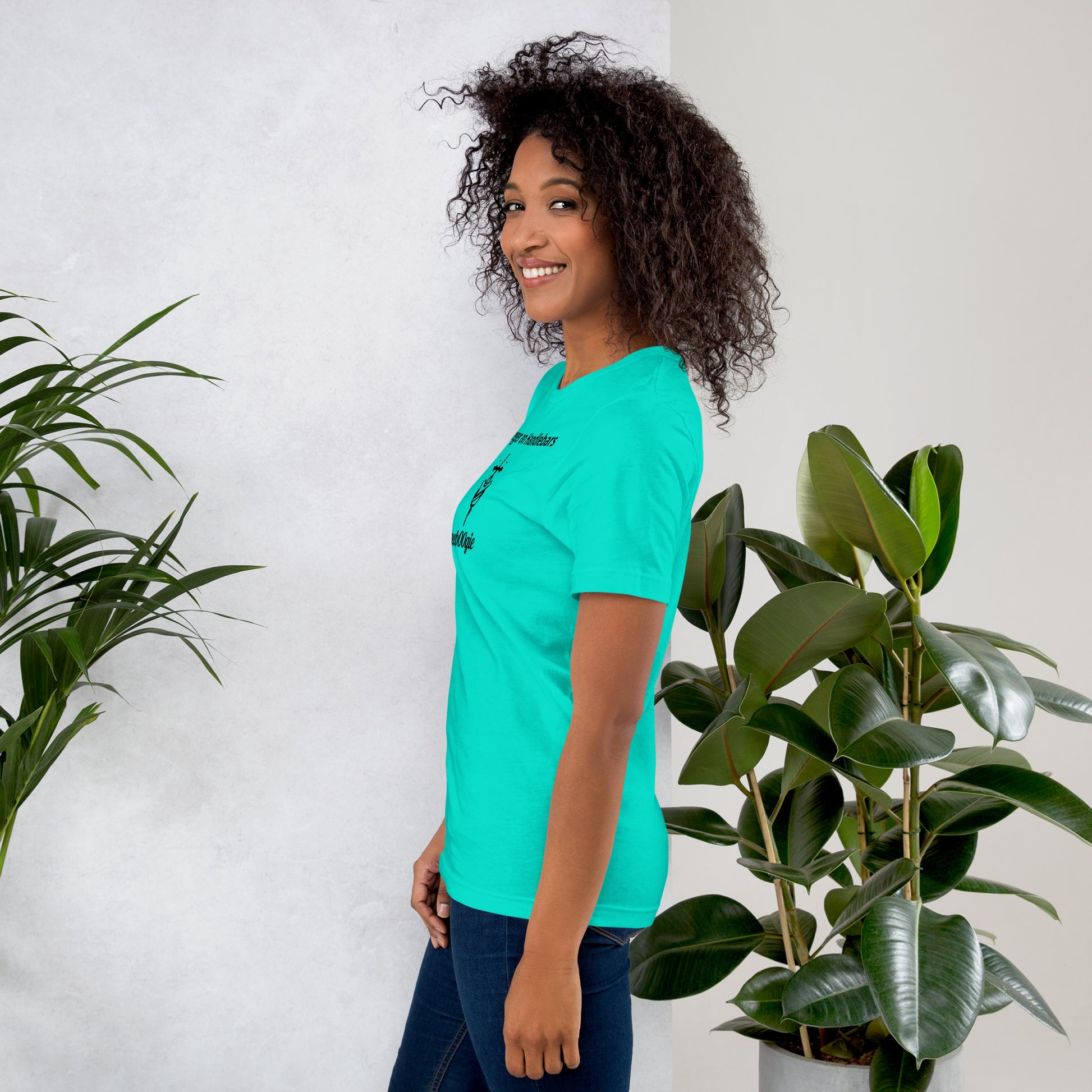  Unisex Staple T-Shirt with 'Headbanger on Handlebars' Design and wee b00gie Logo - 100% Airlume Combed Ring-Spun Cotton with Side-Seamed Construction - Classic Fit with Shoulder-to-Shoulder Taping - Perfect for Cyclists and Music Lovers - wee b00gie store