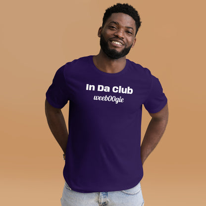 Unisex Staple T-Shirt with 'In Da Club' Design and wee b00gie Logo - 100% Airlume Combed Ring-Spun Cotton with Side-Seamed Construction - Classic Fit with Shoulder-to-Shoulder Taping - Perfect for Music Lovers and Dance Enthusiasts - wee b00gie store