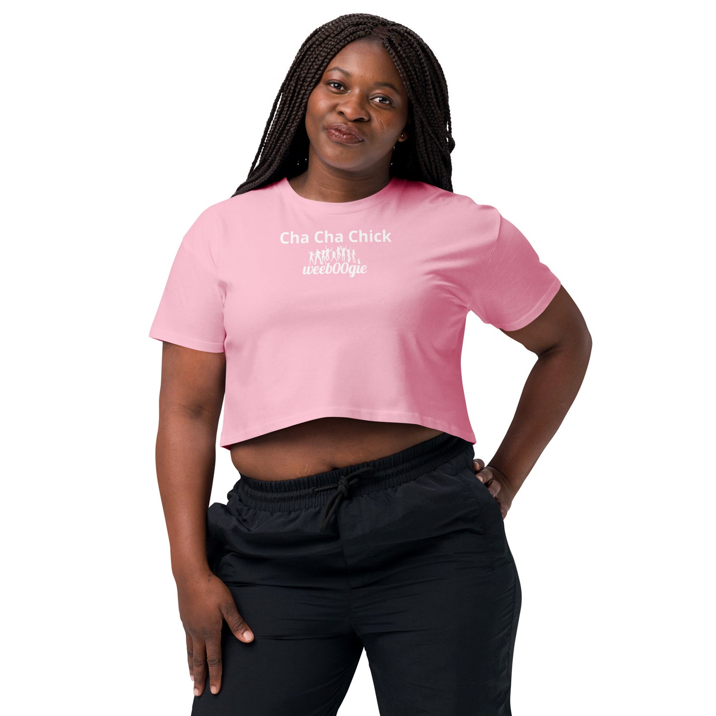 Cha Cha Chick Women's Crop Top - 100% Soft Combed Cotton with Ribbed Crew Neck and Dropped Shoulders - Relaxed Fit Cropped Length - Perfect for Dancing and Casual Style - wee b00gie store