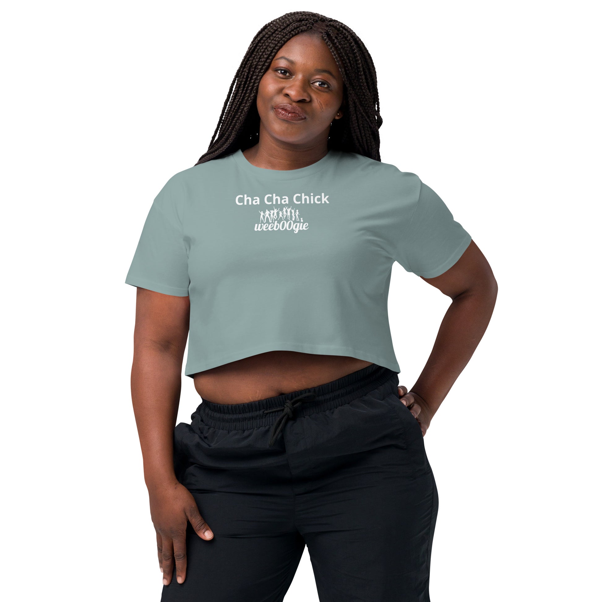 Cha Cha Chick Women's Crop Top - 100% Soft Combed Cotton with Ribbed Crew Neck and Dropped Shoulders - Relaxed Fit Cropped Length - Perfect for Dancing and Casual Style - wee b00gie store