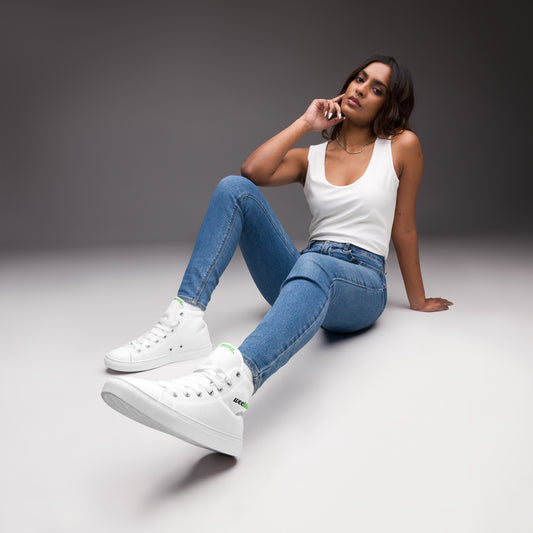 Women's High Top Canvas Shoes Sneakers - Polyester Canvas Upper with EVA Rubber Outsole - Classic High-Top Style with Faux Leather Toe Cap - Perfect for Dance Enthusiasts and Stylish Everyday Wear - wee b00gie store