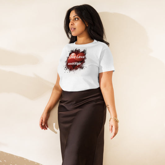 wee b00gie Love Lava Women's High-Waisted T-Shirt - 100% Combed Ring-Spun Cotton Ultra Soft Longline Crew Neck - High-Waisted Fit with Side-Seamed Construction - Perfect for Dancing, Festivals and Everyday Style - wee b00gie store