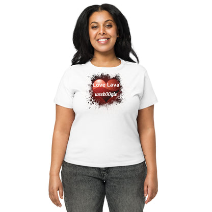 wee b00gie Love Lava Women's High-Waisted T-Shirt - 100% Combed Ring-Spun Cotton Ultra Soft Longline Crew Neck - High-Waisted Fit with Side-Seamed Construction - Perfect for Dancing, Festivals and Everyday Style - wee b00gie store