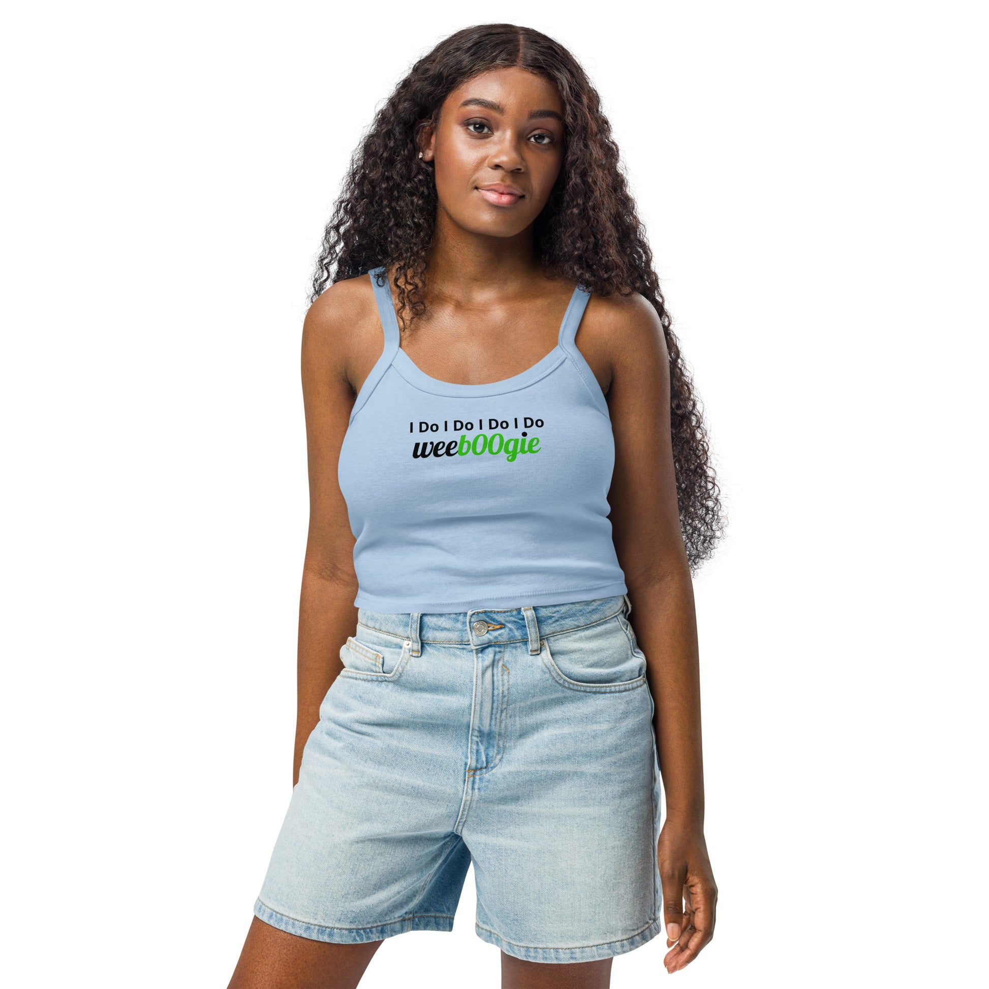 I Do I Do I Do I Do wee b00gie Women’s Micro-Rib Tank Top Bridal Vest in 
White, Pink and Blue.