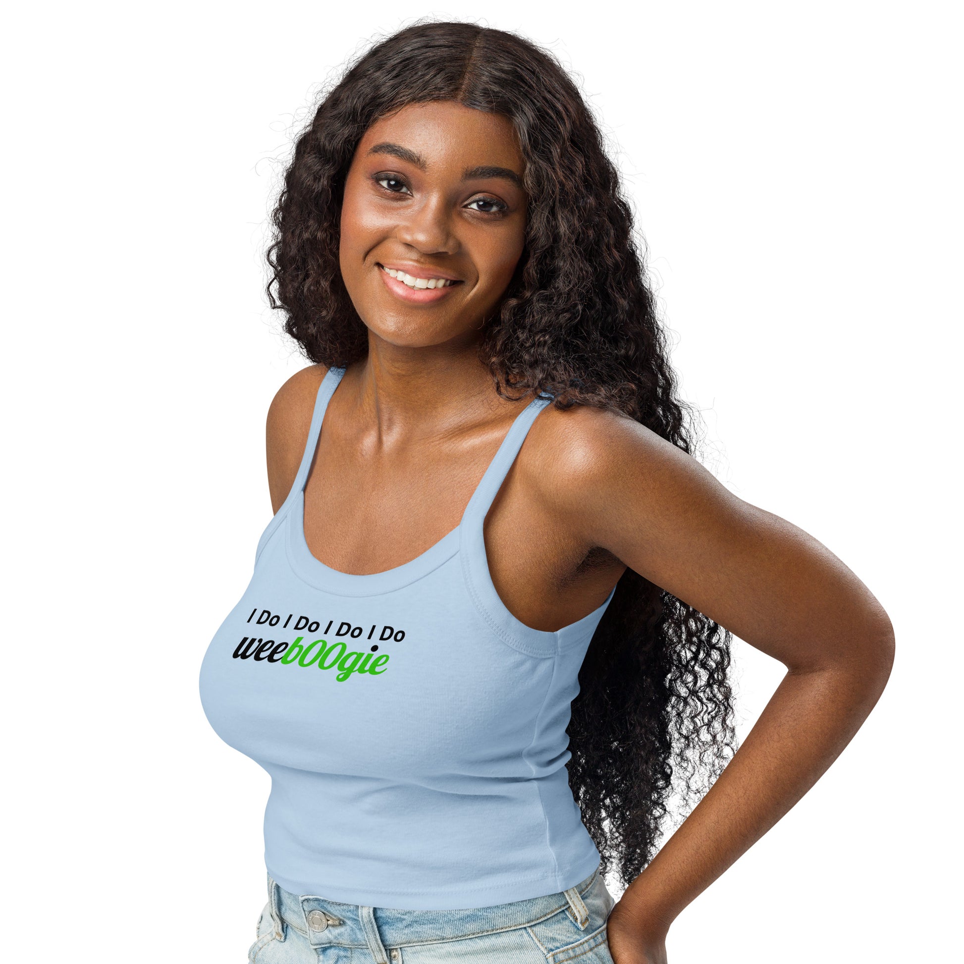 I Do I Do I Do I Do wee b00gie Women’s Micro-Rib Tank Top Bridal Vest in 
White, Pink and Blue.