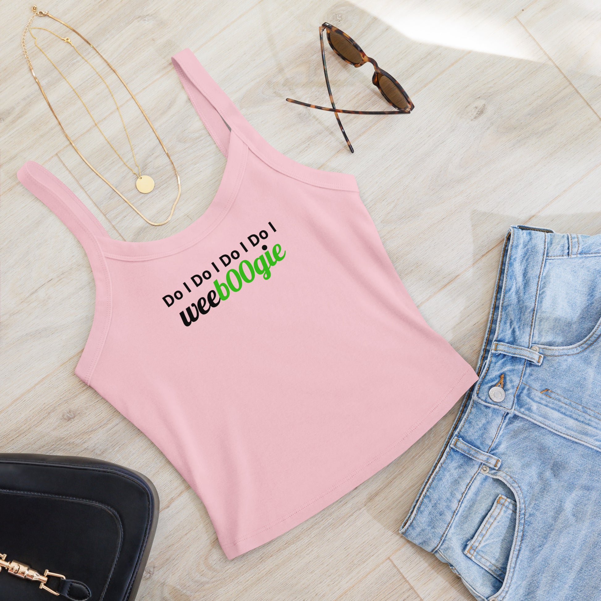 Do I Do I Do I Do I wee b00gie Fun Twist Pun on the Traditional I Do Bridal Tank Top Vest in White Pink and Blue