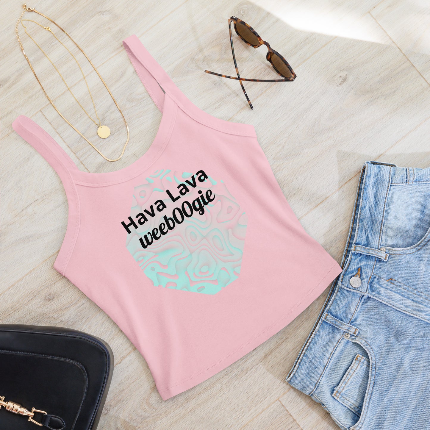 wee b00gie Hava Lava Women's Micro-Rib Tank Top wee b00gie - 52% Airlume Combed Ring-Spun Cotton 48% Polyester Micro-Rib Fabric - Fitted Sleeveless Design with Micro-Rib Texture - Perfect for Dance Events and Lava Dance Style - wee b00gie store