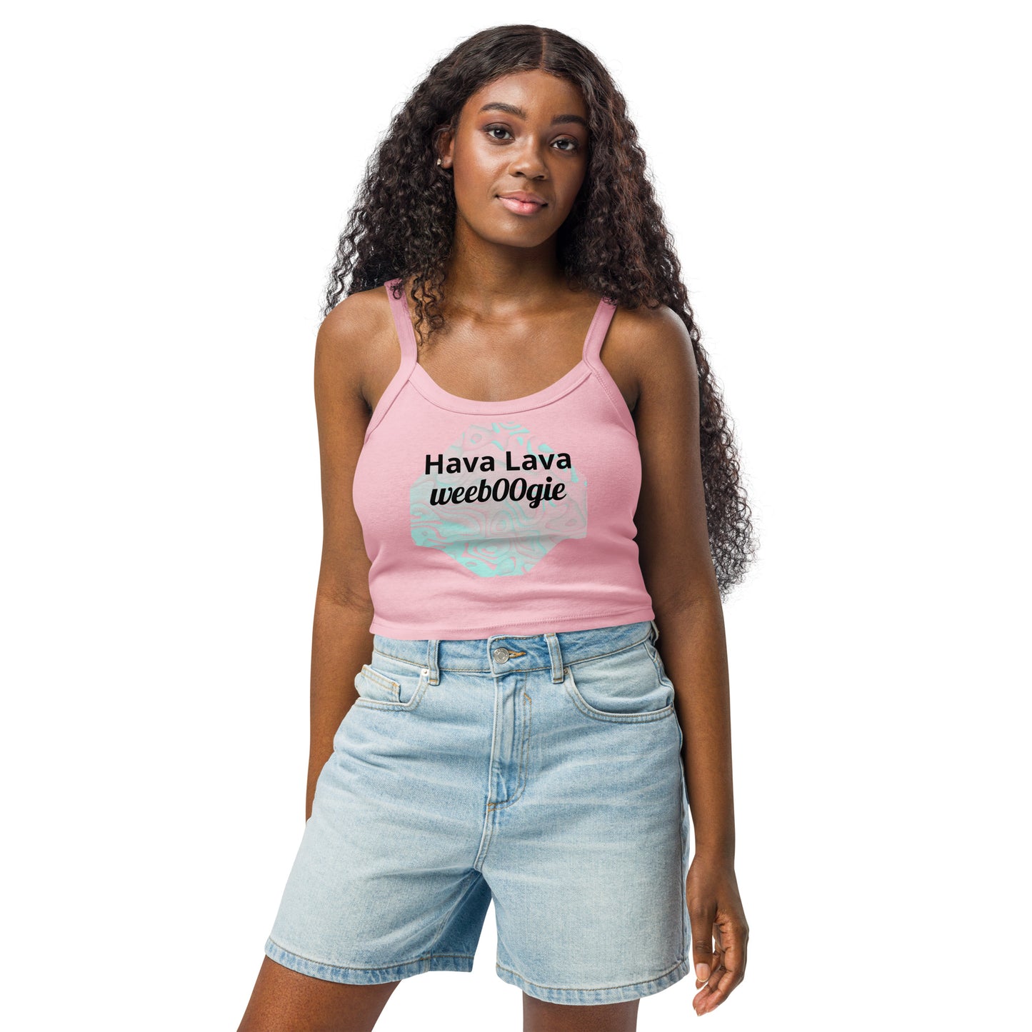 wee b00gie Hava Lava Women's Micro-Rib Tank Top wee b00gie - 52% Airlume Combed Ring-Spun Cotton 48% Polyester Micro-Rib Fabric - Fitted Sleeveless Design with Micro-Rib Texture - Perfect for Dance Events and Lava Dance Style - wee b00gie store